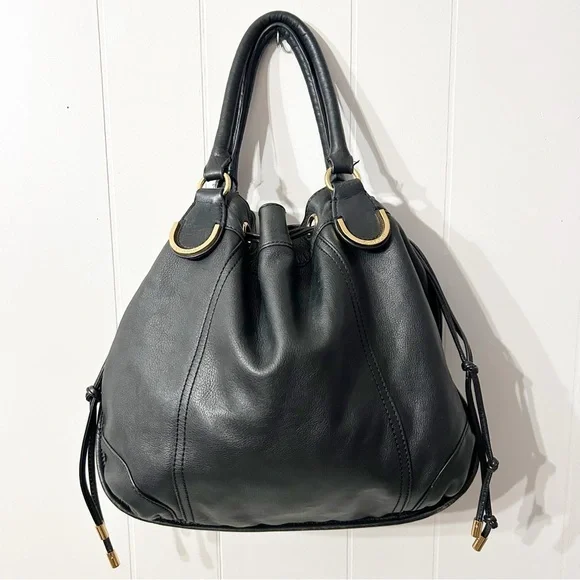 JUICY COUTURE Black Leather Sachel Handbag - Picture 1 of 6